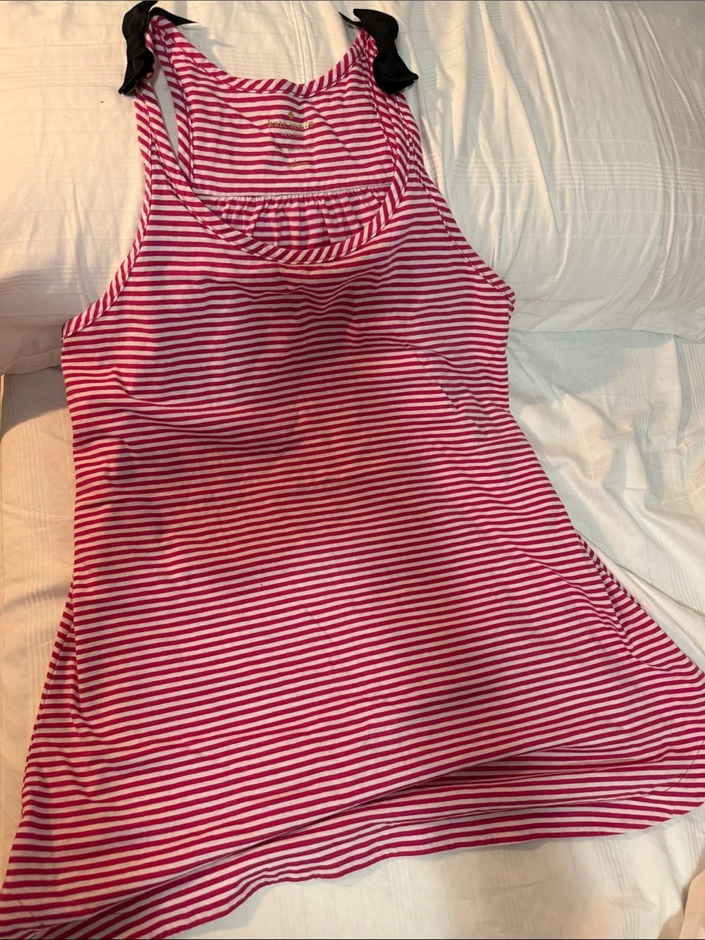 kate spade Pink and White Striped Tank with Black Tie Straps